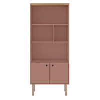 Manhattan Comfort 2LC2 Windsor Modern Display Bookcase Cabinet with 5 Shelves in Ceramic Pink and Nature